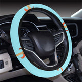 electric guitar pattern light blue background Car Steering Wheel Cover