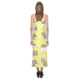 Cute Hamster pattern V-Neck Open Fork Long Dress