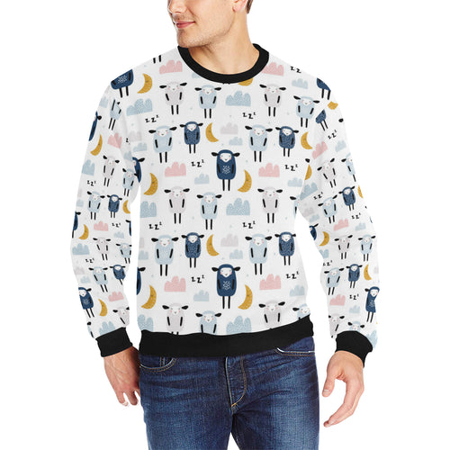 Cute sleeping sheep moon cloud pattern Men's Crew Neck Sweatshirt