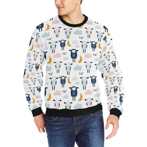 Cute sleeping sheep moon cloud pattern Men's Crew Neck Sweatshirt