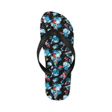 Skull flower roses leave pattern Unisex Flip Flops