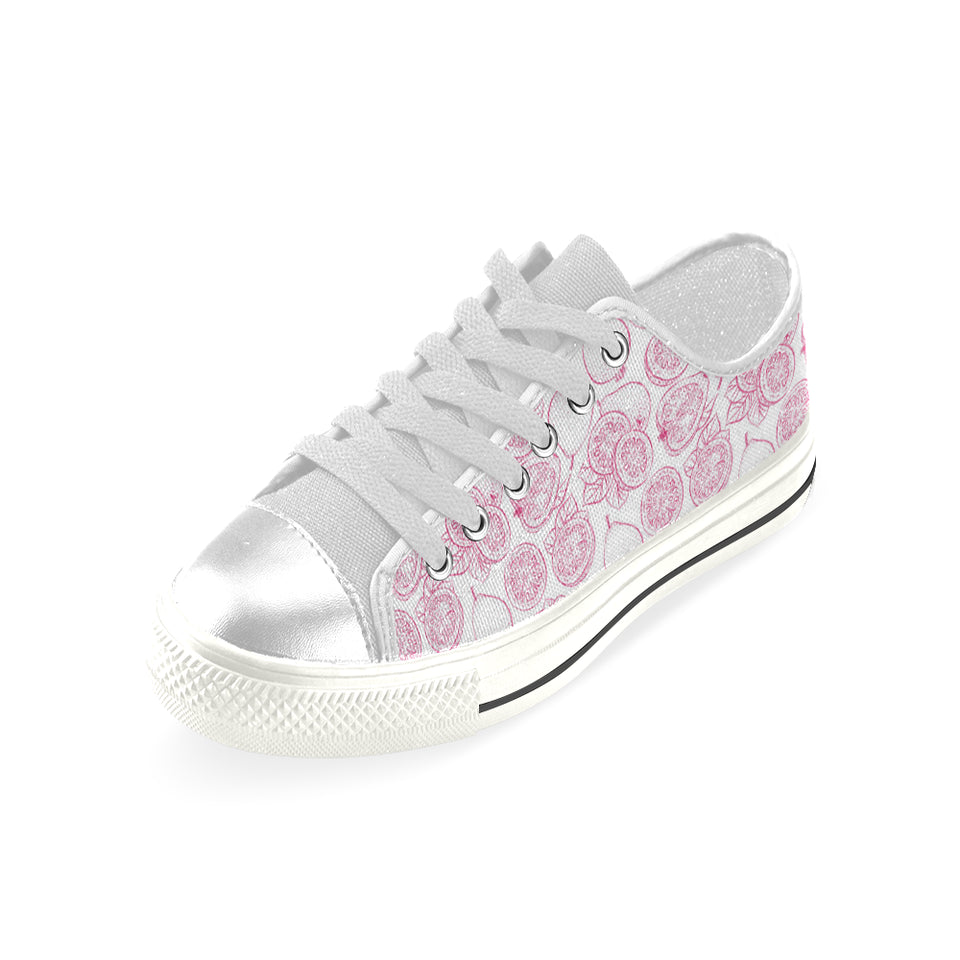 Sketch guava pattern Women's Low Top Canvas Shoes White