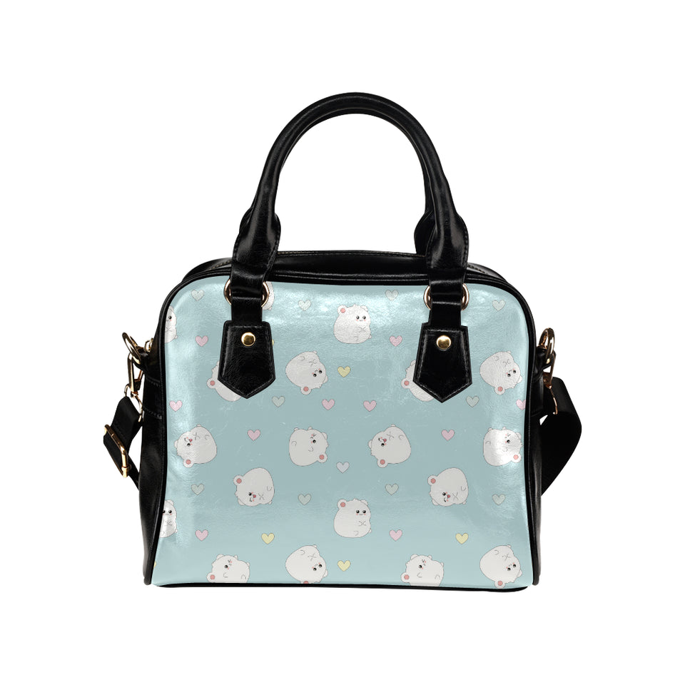 White cute hamsters heart pattern Shoulder Handbag