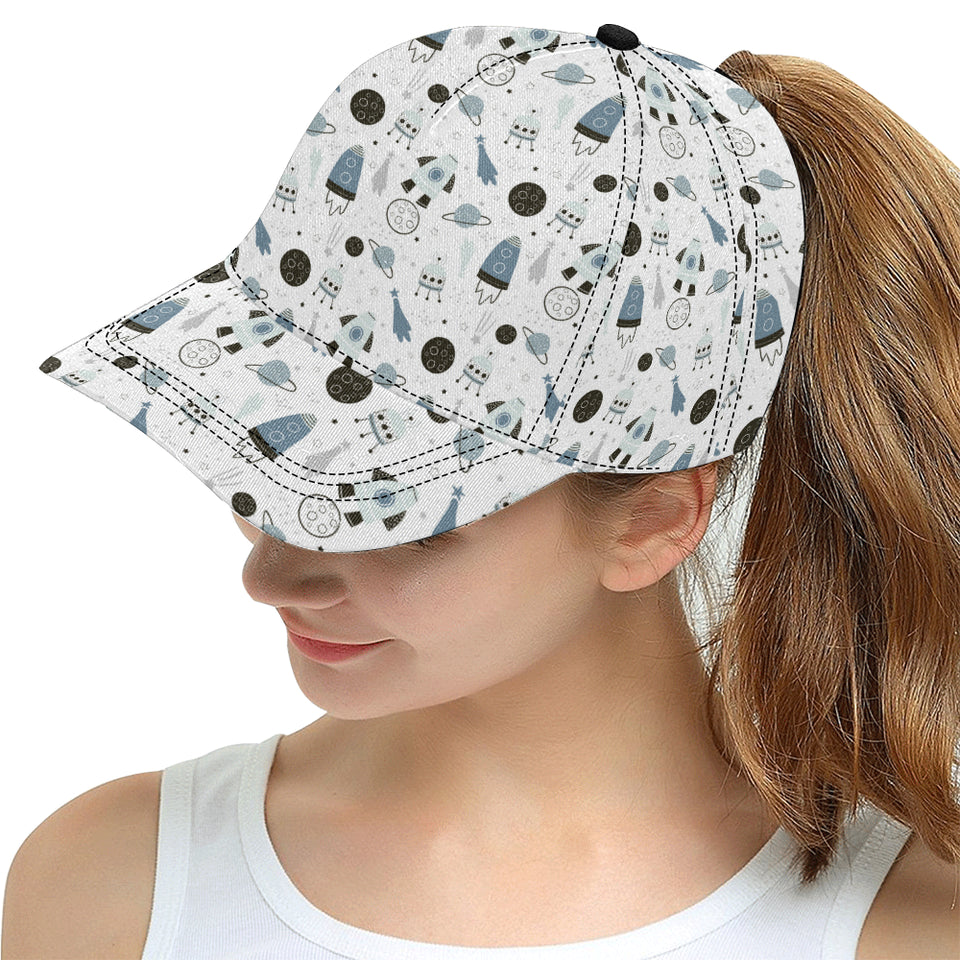 Hand drawn space elements space rocket star planet All Over Print Snapback Cap