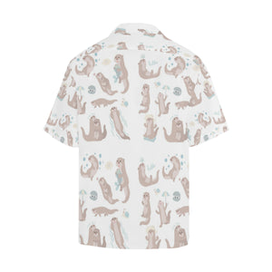 Cute sea otters pattern Men's All Over Print Hawaiian Shirt