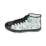 Crocodile diver pattern Women's High Top Canvas Shoes Black