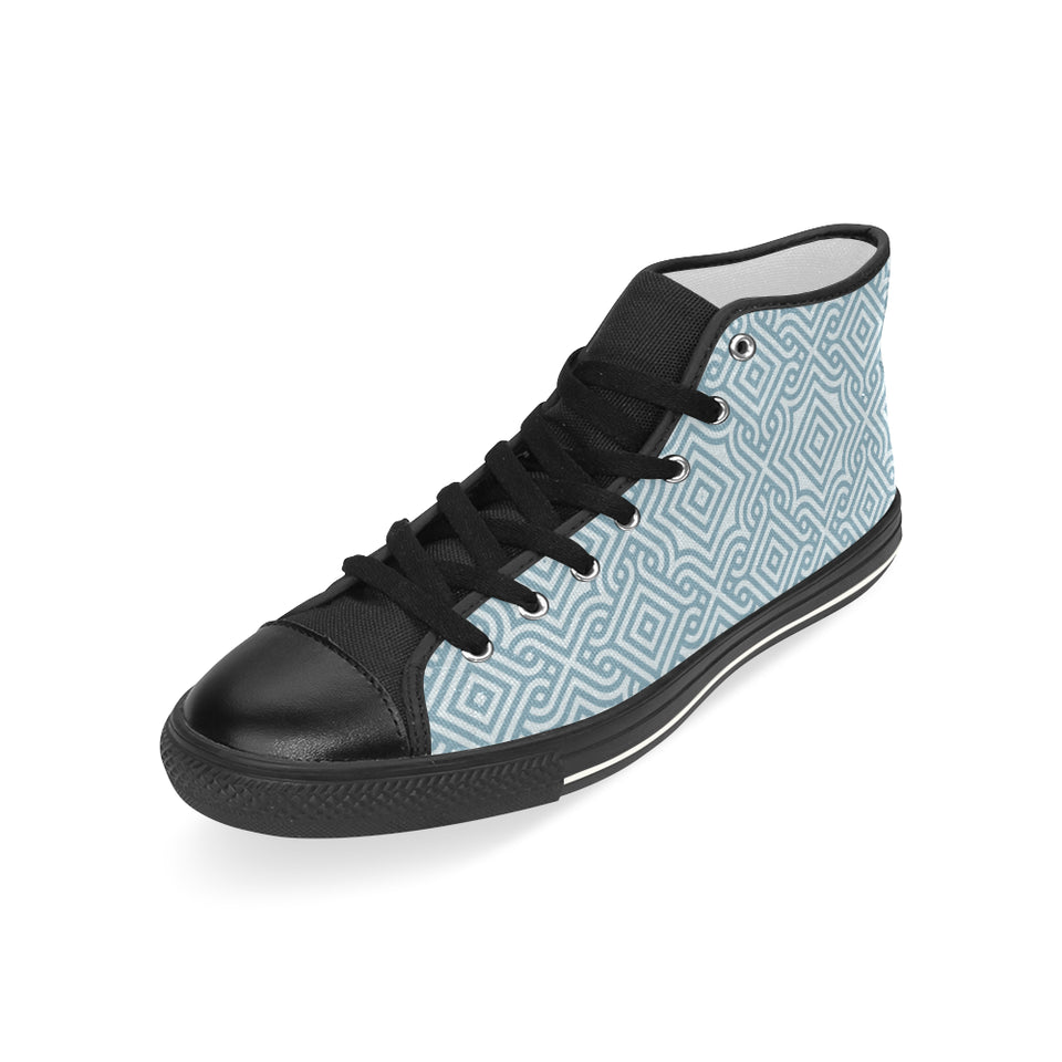 arabic pattern Men's High Top Canvas Shoes Black