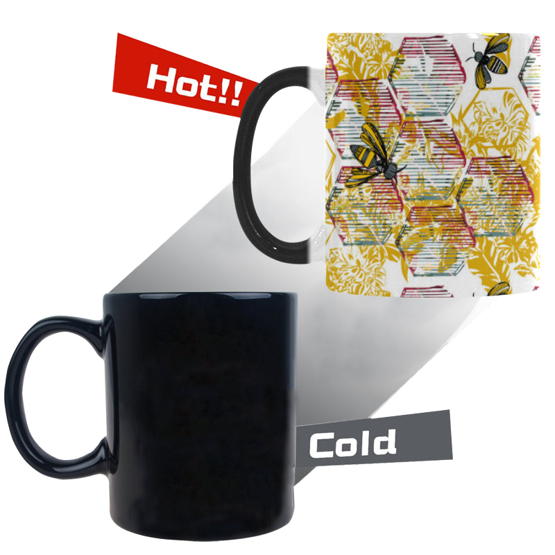 Cool Bee honeycomb leaves pattern Morphing Mug Heat Changing Mug