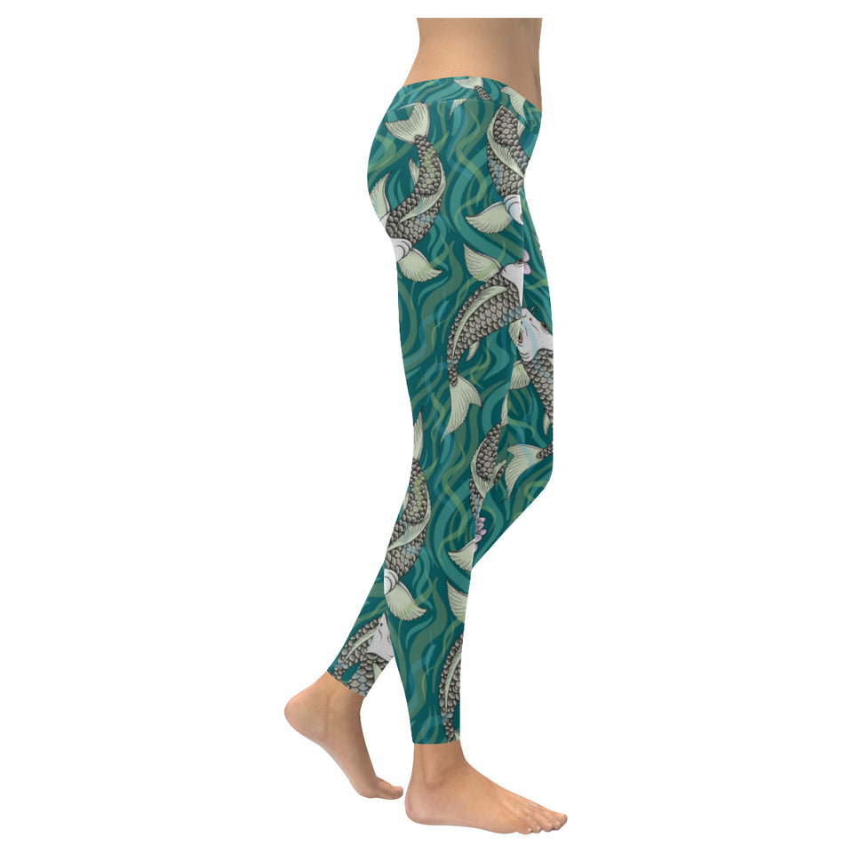Koi Fish Carp Fish lotus pattern Women's Legging Fulfilled In US