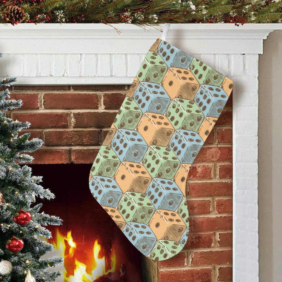 Dice Pattern Print Design 05 Christmas Stocking