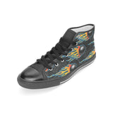 Bowling balls flame pattern Women's High Top Canvas Shoes Black