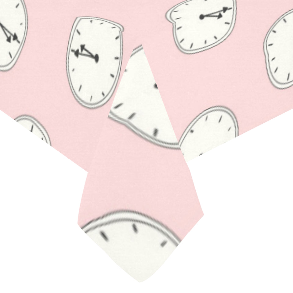 Clock pattern pink blackground Tablecloth