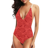 strawberry pattern red background Women's One-Piece Swimsuit