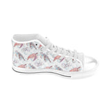 Watercolor sea turtle jellyfish pattern Men's High Top Canvas Shoes White