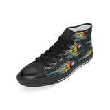 Bowling balls flame pattern Men's High Top Canvas Shoes Black