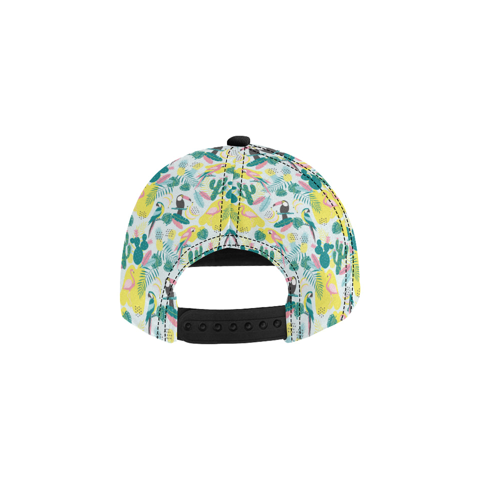 Cute parrot toucan flamingo cactus exotic leaves p All Over Print Snapback Cap