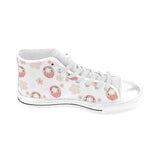 Daruma japanese wooden doll cherry blossom flower Men's High Top Canvas Shoes White