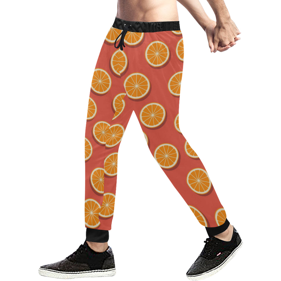 Oranges pattern red background Unisex Casual Sweatpants