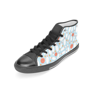 Bowling ball bowling pins blue blackground Women's High Top Canvas Shoes Black