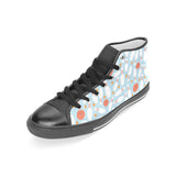 Bowling ball bowling pins blue blackground Women's High Top Canvas Shoes Black
