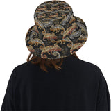 Chameleon lizard tropical leaves palm tree Unisex Bucket Hat