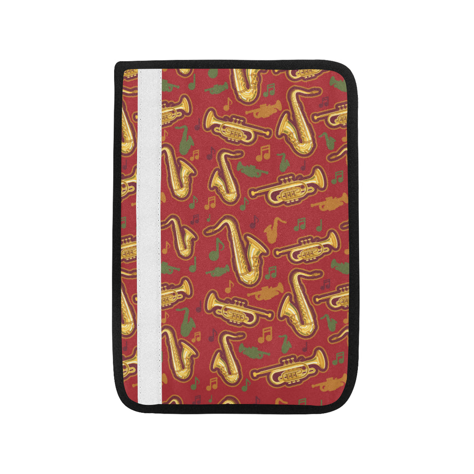 Saxophone cornet pattern red background Car Seat Belt Cover
