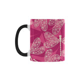 Beautiful dragonfly pink background Morphing Mug Heat Changing Mug
