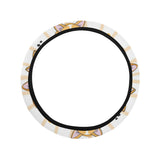 Cute dog corgi striped background pattern Car Steering Wheel Cover