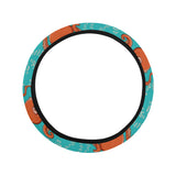 Octopus turquoise background Car Steering Wheel Cover