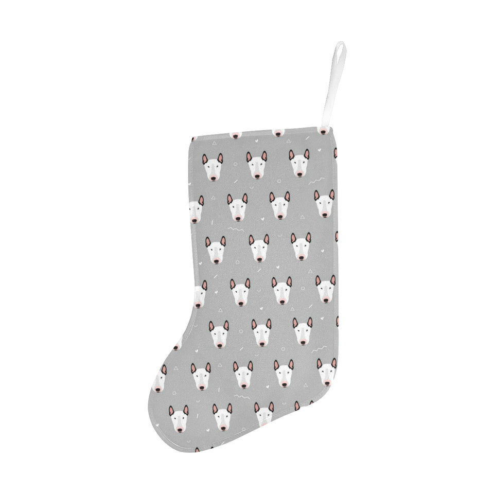 Bull Terrier Pattern Print Design 05 Christmas Stocking