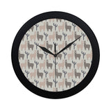 Llama Alpaca pattern Elegant Black Wall Clock