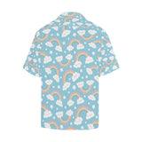 Cute rainbow clound star pattern blue background Men's All Over Print Hawaiian Shirt