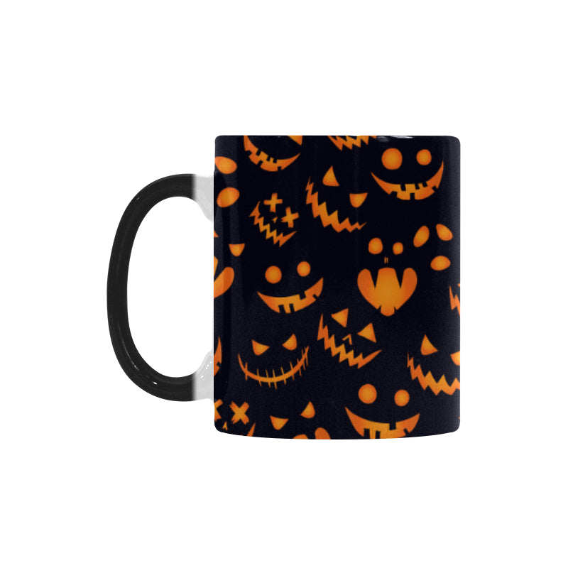 Halloween pattern Pumpkin background Morphing Mug Heat Changing Mug