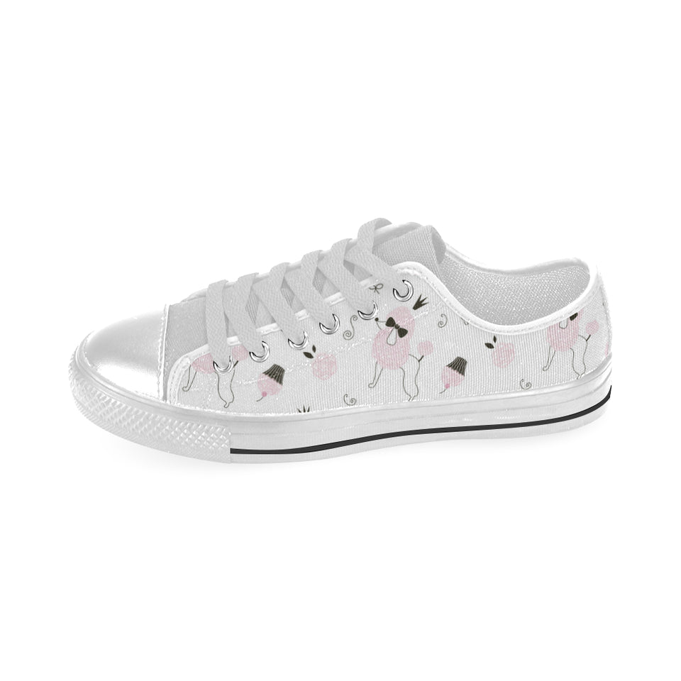 Poodle dog rose cake pattern Men's Low Top Shoes White