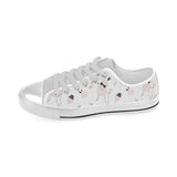Poodle dog rose cake pattern Men's Low Top Shoes White
