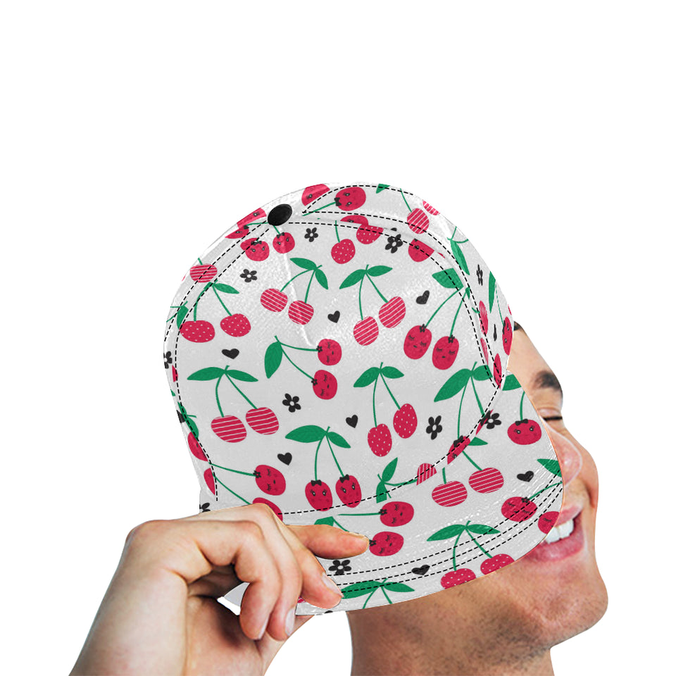 cherry pattern white background All Over Print Snapback Cap