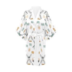 windmill pattern Women's Short Kimono Robe