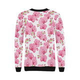 pink purple orchid pattern background Women's Crew Neck Sweatshirt