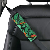 heliconia flower palm monstera leaves black backgr Car Seat Belt Cover