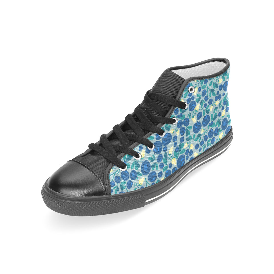 blueberry design pattern Women's High Top Canvas Canvas Shoes Black