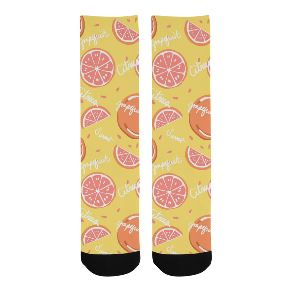 Grapefruit yellow background Crew Socks