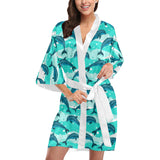Dolphin sea pattern Women's Short Kimono Robe