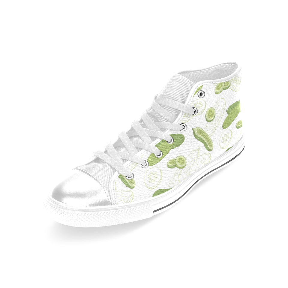 Cucumber sketch pattern Women's High Top Canvas Shoes White