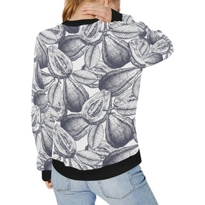 Guava tropical hand drawn pattern Women's Crew Neck Sweatshirt