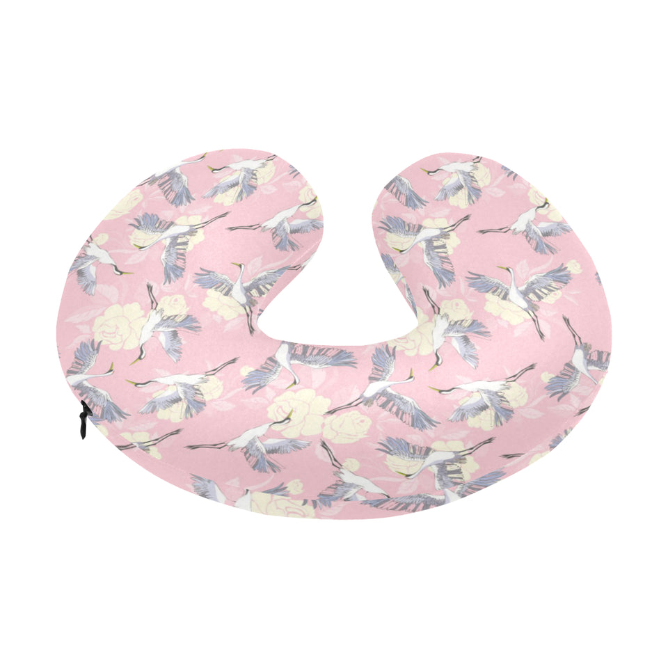 Japanese crane rose pattern U-Shaped Travel Neck Pillow
