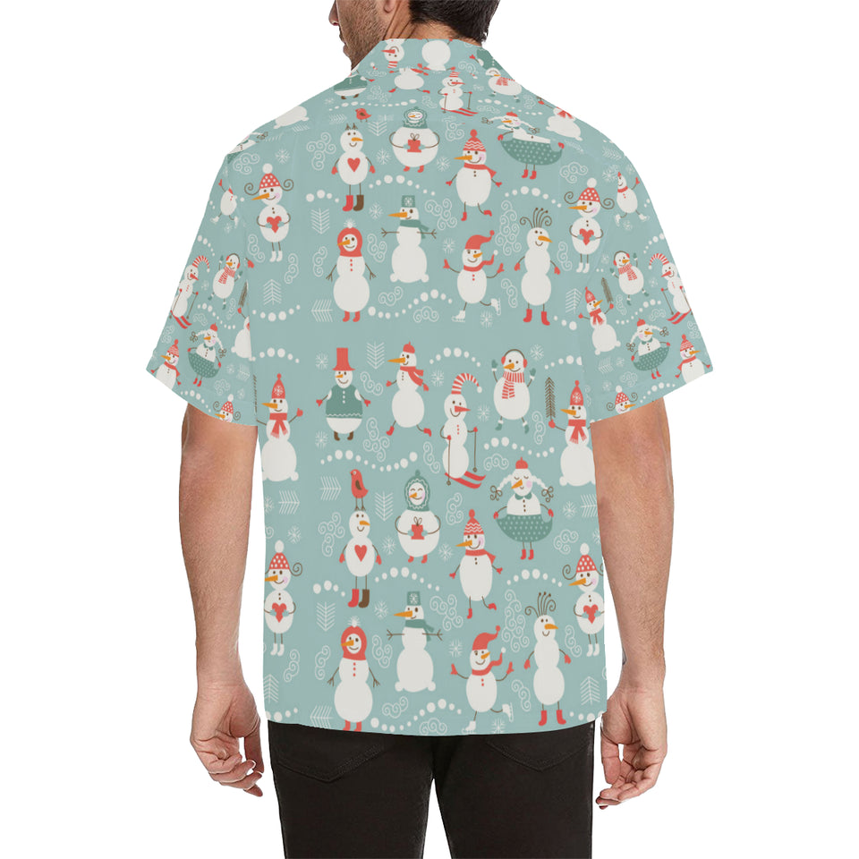 Cute snowman pattern Men's All Over Print Hawaiian Shirt