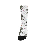 Boston terrier dog hearts vector pattern Crew Socks
