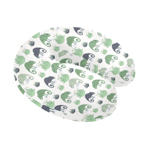 Chameleon lizard succulent plant pattern U-Shaped Travel Neck Pillow