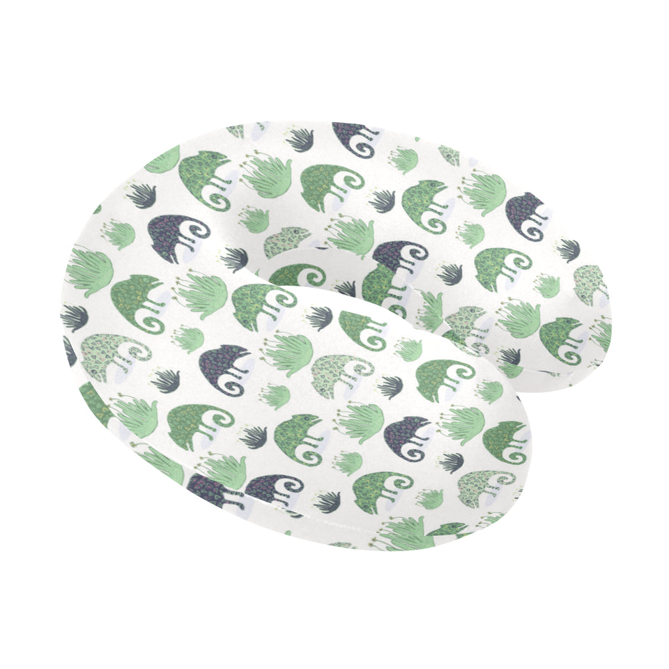 Chameleon lizard succulent plant pattern U-Shaped Travel Neck Pillow