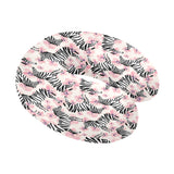 Zebra pink flower background U-Shaped Travel Neck Pillow